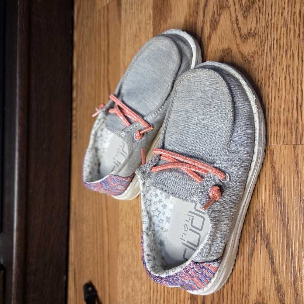 Hey Dude Gray and Pink Moccasins Comfortable Slip-On Shoes